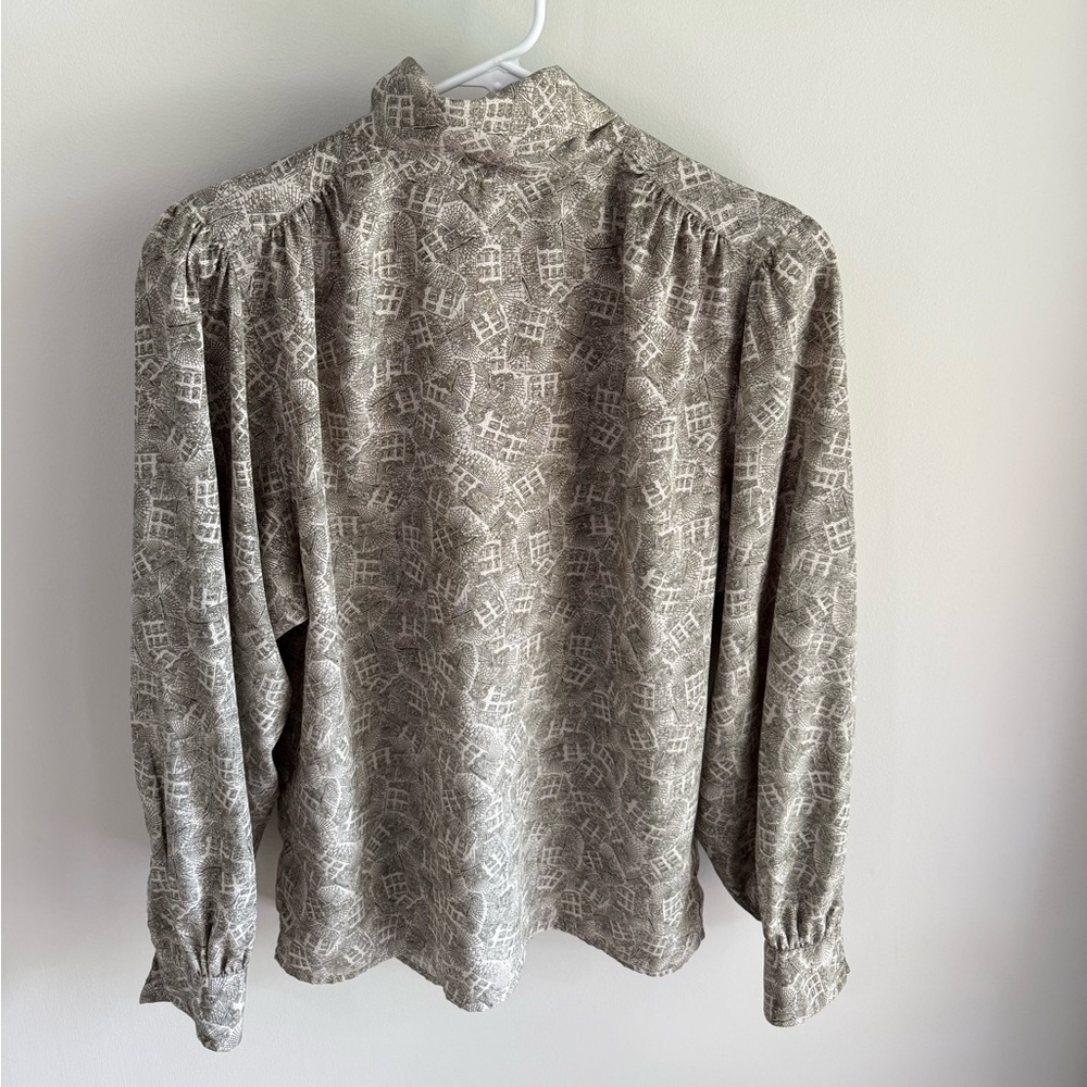 Christian Dior Separates Vintage Patterned Long Sleeve Blouse - Size 6